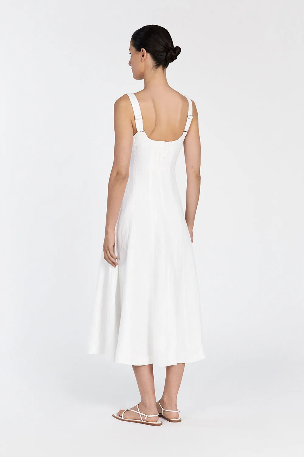 HARRIET WHITE LINEN MIDI DRESS sold by Dissh product image thumbnail 4