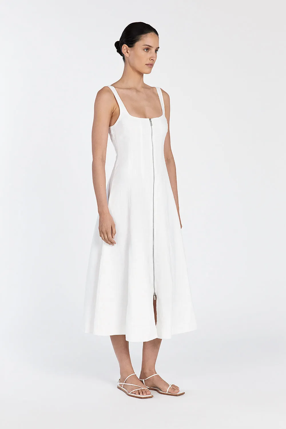 HARRIET WHITE LINEN MIDI DRESS sold by Dissh product image thumbnail 3