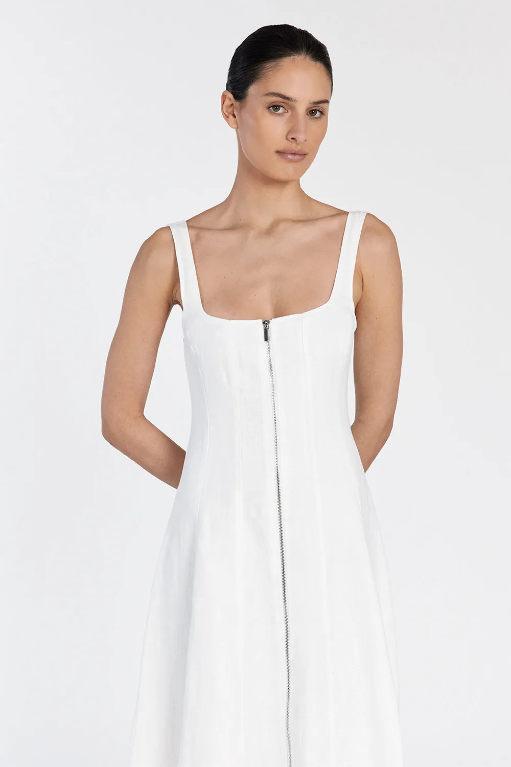 HARRIET WHITE LINEN MIDI DRESS sold by Dissh product image thumbnail 2