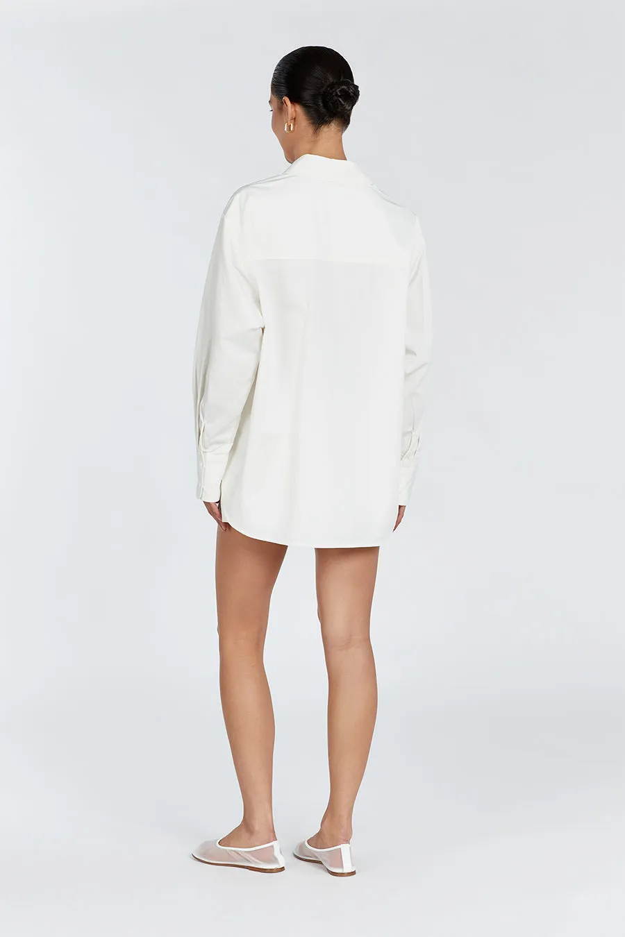 SHAE WHITE COTTON SLEEVED SHIRT sold by Dissh product image thumbnail 4