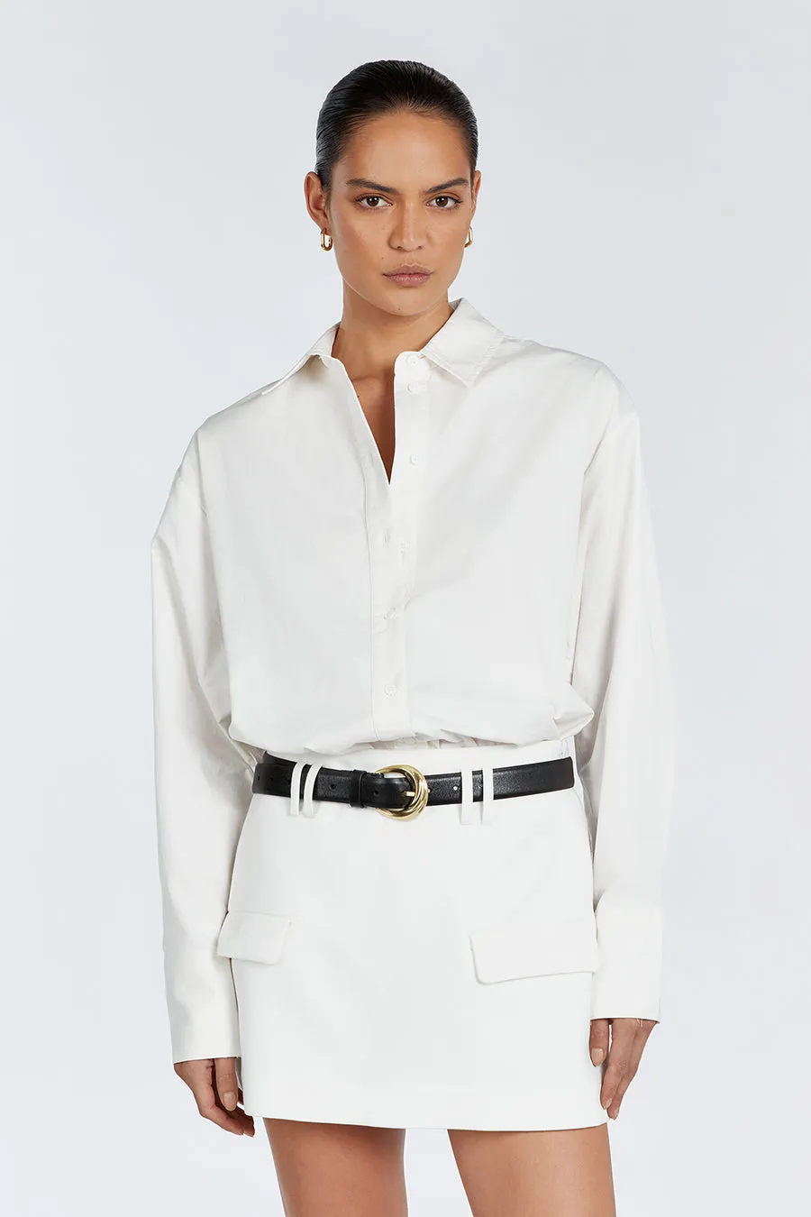 SHAE WHITE COTTON SLEEVED SHIRT sold by Dissh product image thumbnail 2