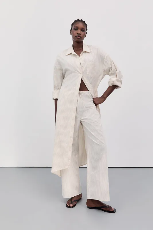 RILEY CREAM COTTON MAXI SHIRT sold by Dissh