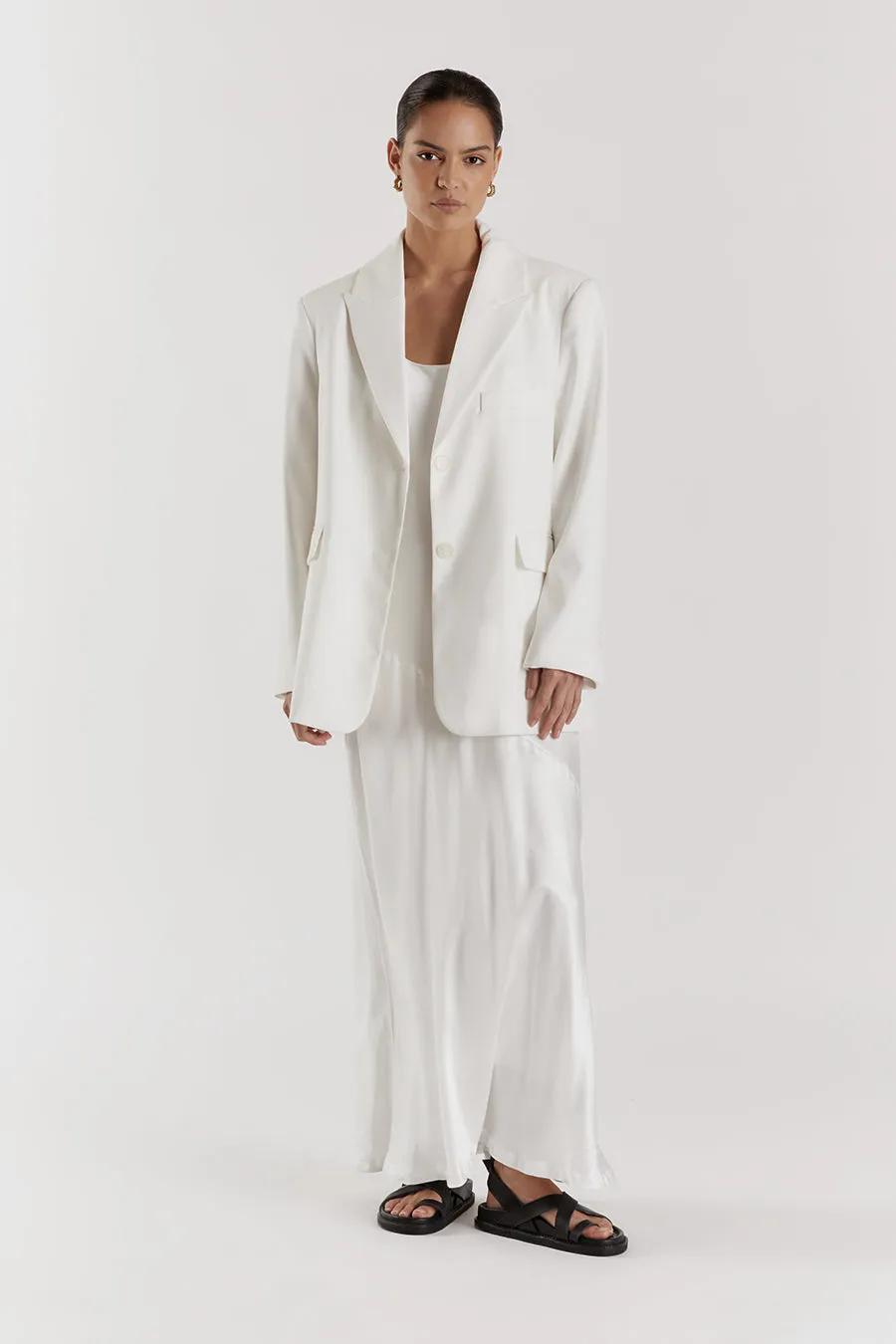 LEA WHITE SLEEVED SATIN MAXI DRESS sold by Dissh product image thumbnail 2