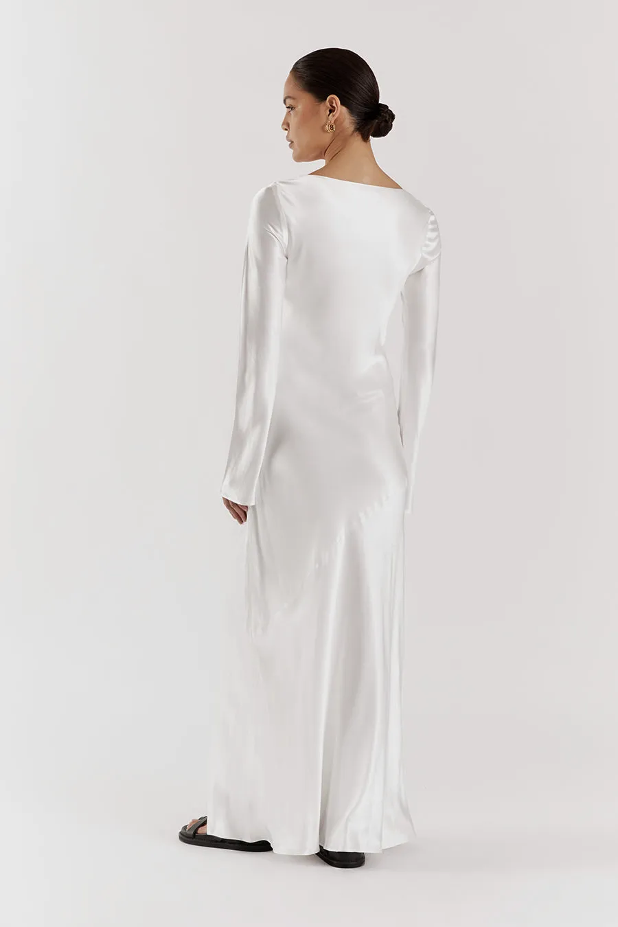 LEA WHITE SLEEVED SATIN MAXI DRESS sold by Dissh product image thumbnail 4