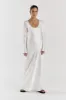 LEA WHITE SLEEVED SATIN MAXI DRESS sold by Dissh