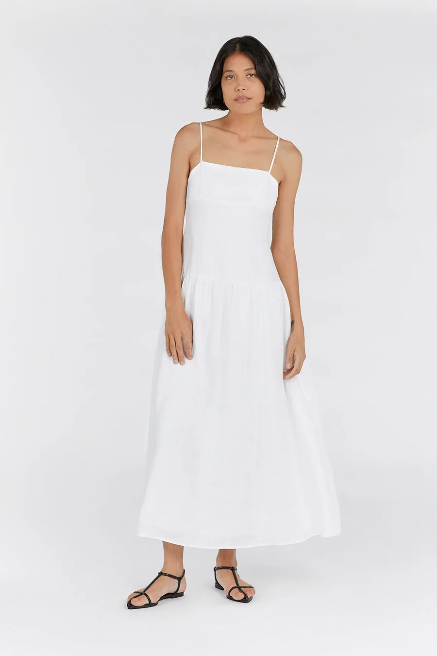 KAY WHITE LINEN MIDI DRESS sold by Dissh product image thumbnail 2