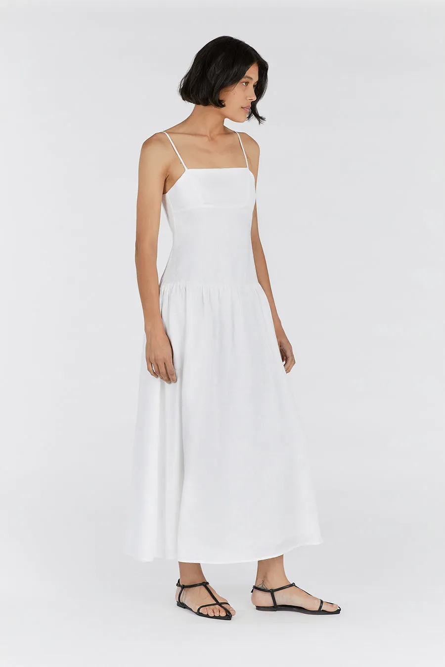 KAY WHITE LINEN MIDI DRESS sold by Dissh product image thumbnail 3