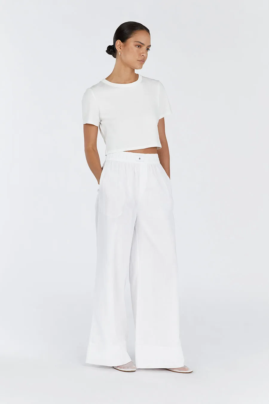 LAIKEN WHITE WIDE LEG LINEN PANT sold by Dissh product image thumbnail 4