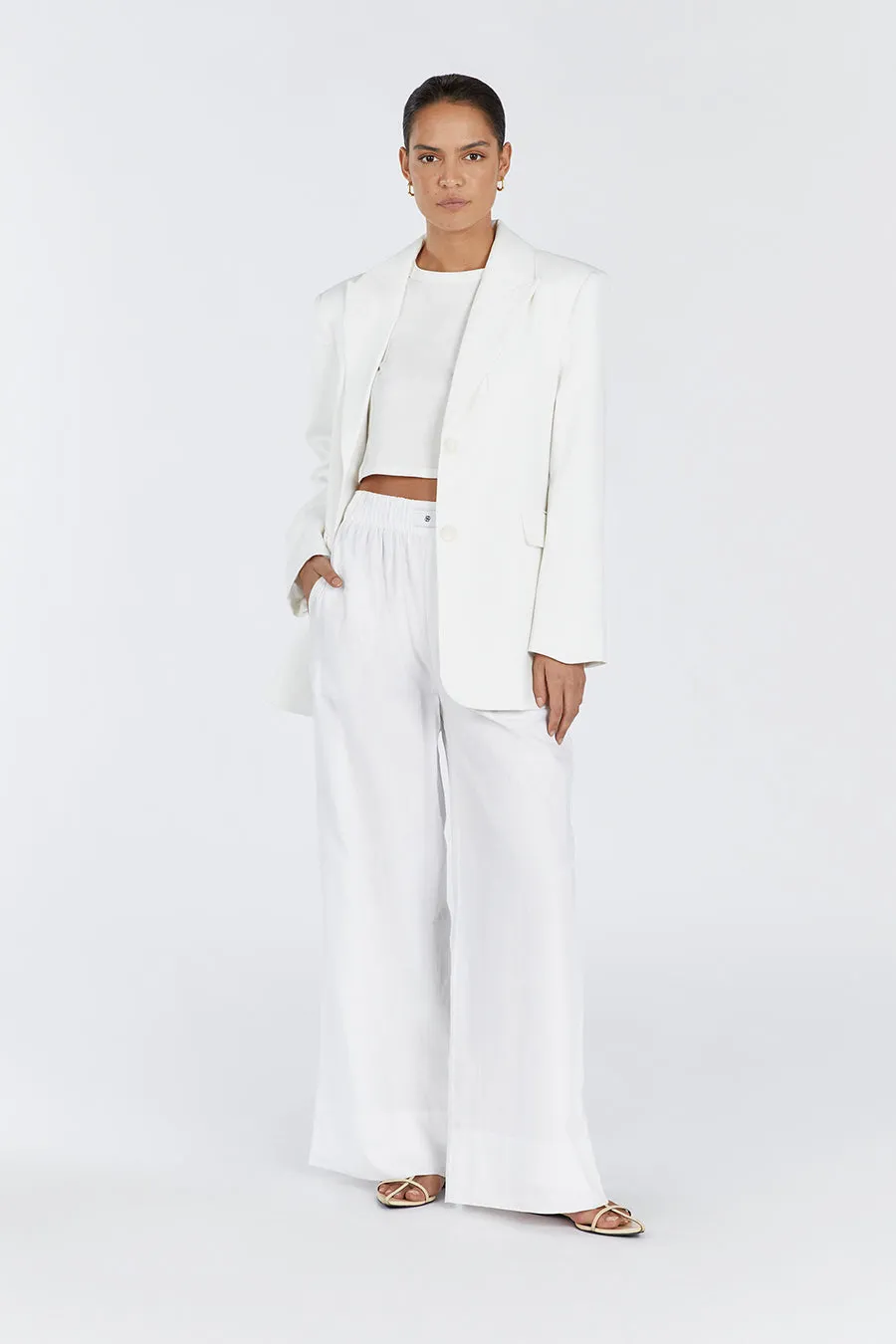 LAIKEN WHITE WIDE LEG LINEN PANT sold by Dissh product image thumbnail 2
