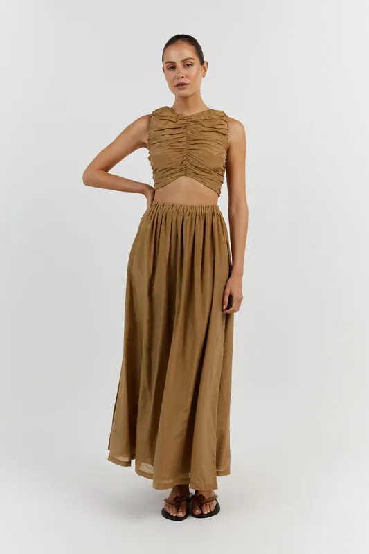 FRANKIE GOLD SLEEVELESS CROP TOP sold by Dissh