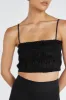 BIANCA BLACK SHIRRED LINEN TOP sold by Dissh