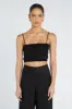 BIANCA BLACK SHIRRED LINEN TOP sold by Dissh