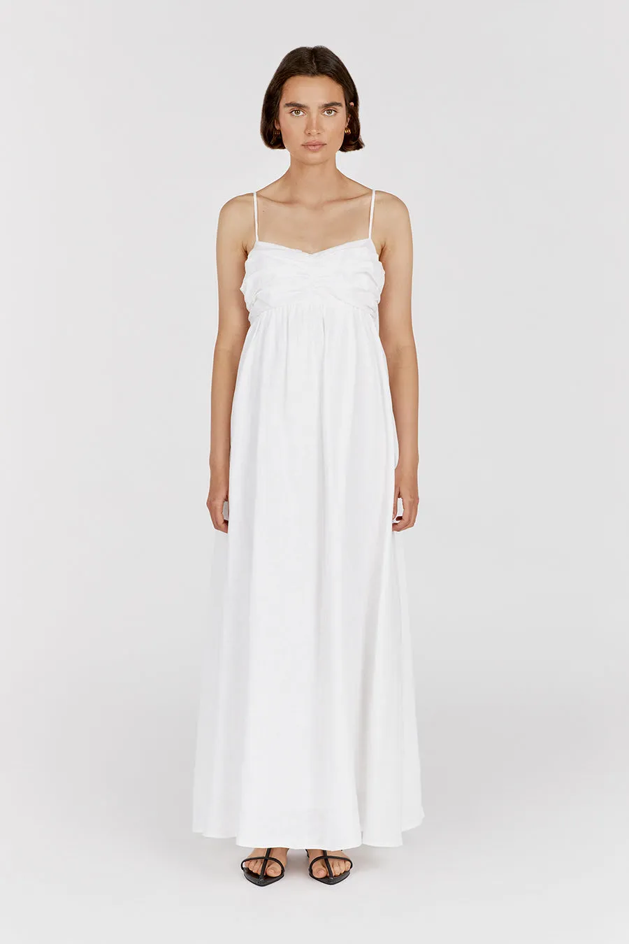 DALLAS WHITE LINEN MAXI DRESS sold by Dissh