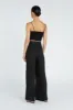BIANCA BLACK SHIRRED LINEN TOP sold by Dissh