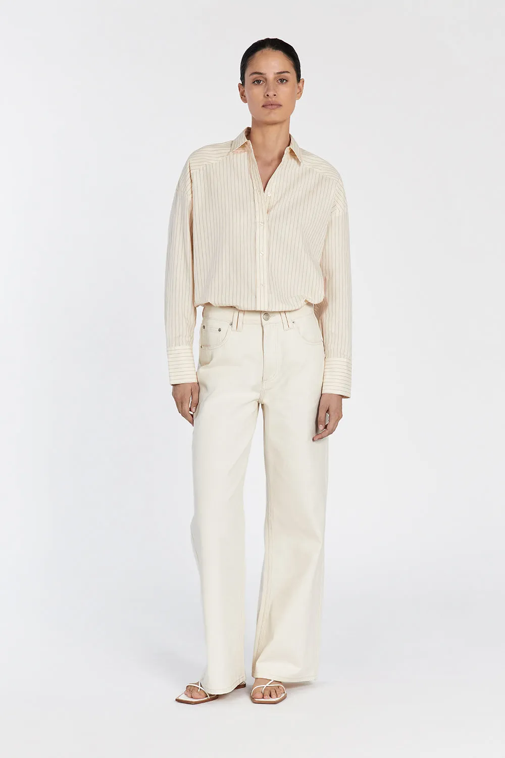 RILEY CREAM COTTON STRIPE SHIRT sold by Dissh product image thumbnail 2