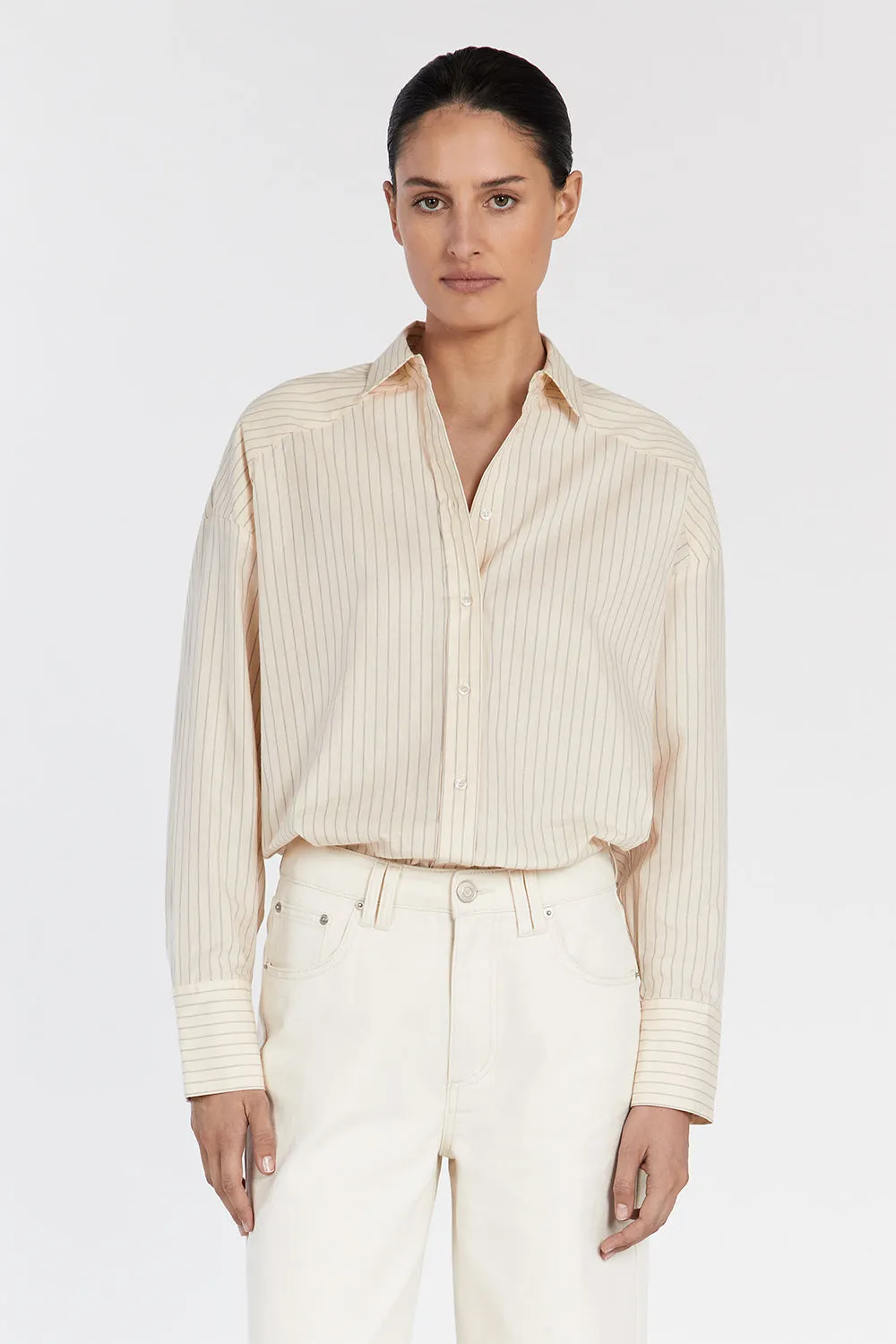 RILEY CREAM COTTON STRIPE SHIRT sold by Dissh product image thumbnail 3