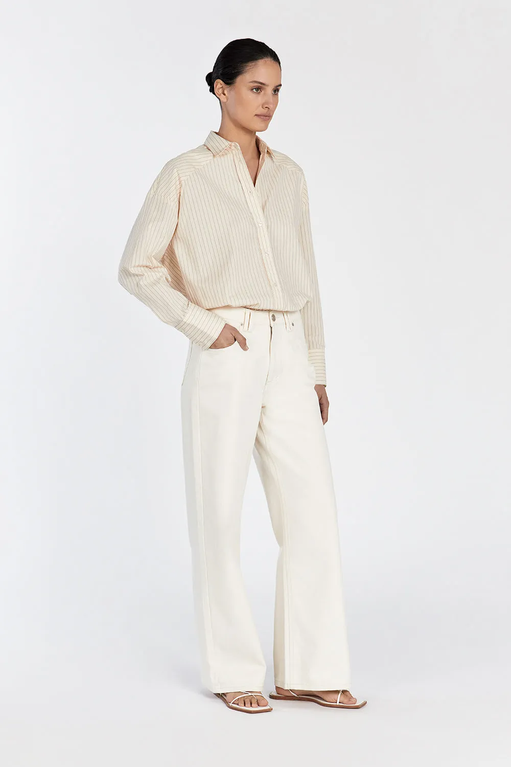 RILEY CREAM COTTON STRIPE SHIRT sold by Dissh product image thumbnail 4