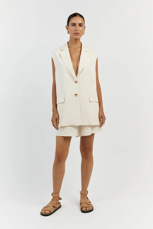 AMELIA OFF WHITE SLEEVELESS BLAZER sold by Dissh
