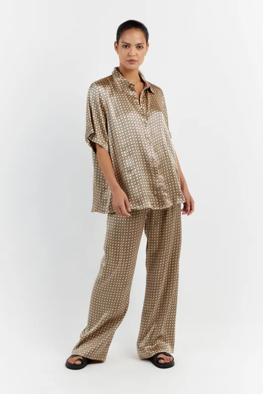 LOU SWIRL SATIN VACATION SHIRT sold by Dissh