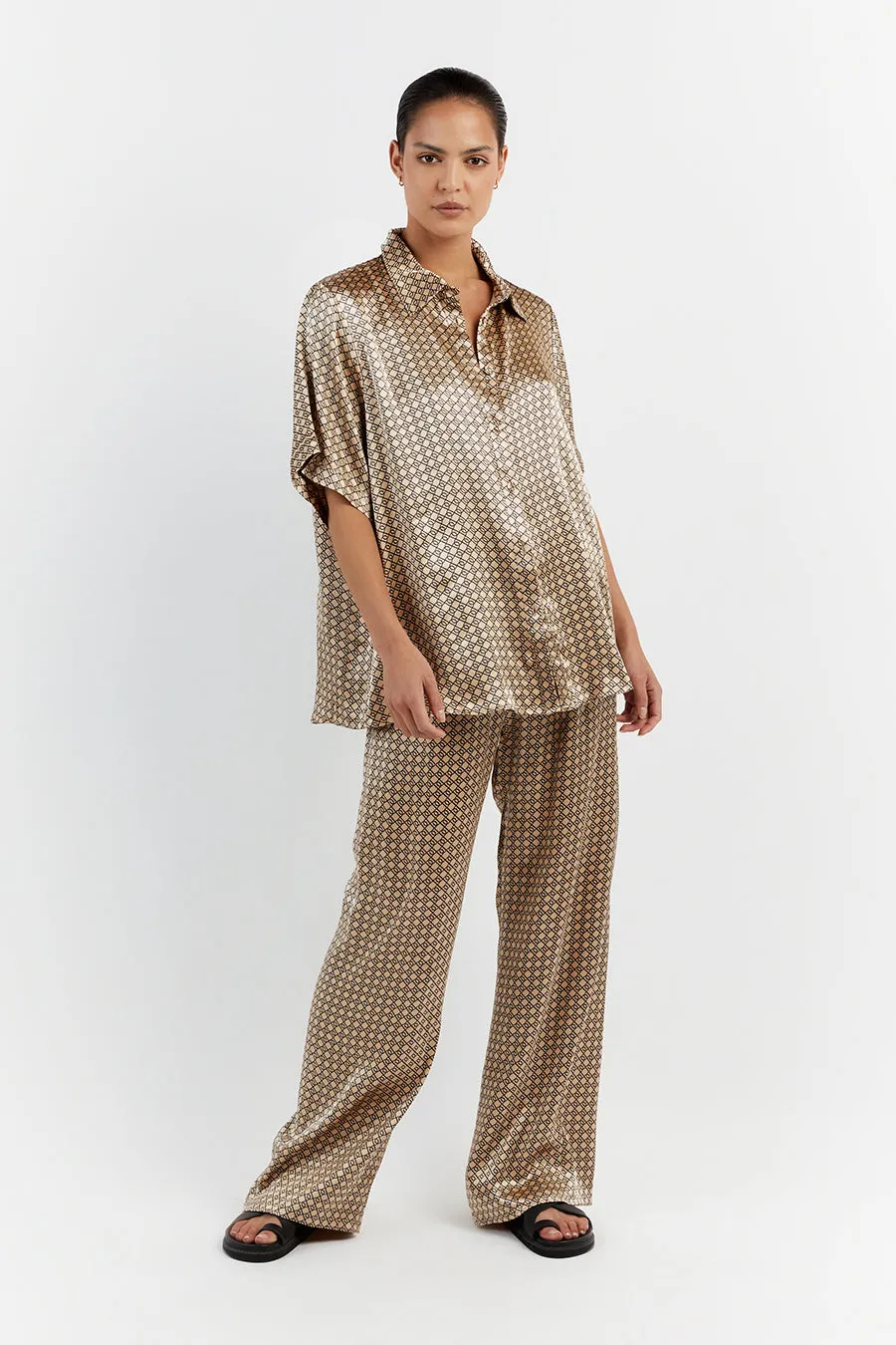 LOU SWIRL SATIN VACATION SHIRT sold by Dissh