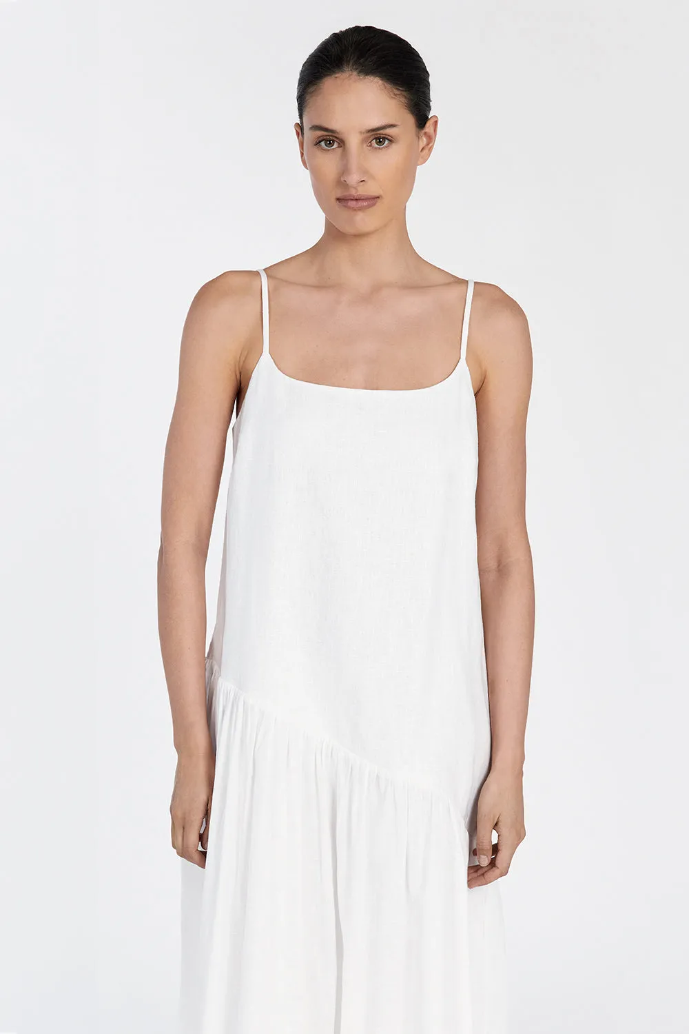 NOAH WHITE LINEN ASYM MIDI DRESS sold by Dissh product image thumbnail 2