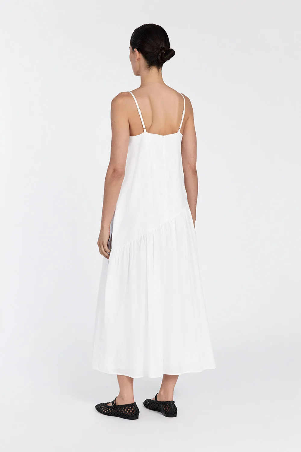 NOAH WHITE LINEN ASYM MIDI DRESS sold by Dissh product image thumbnail 4