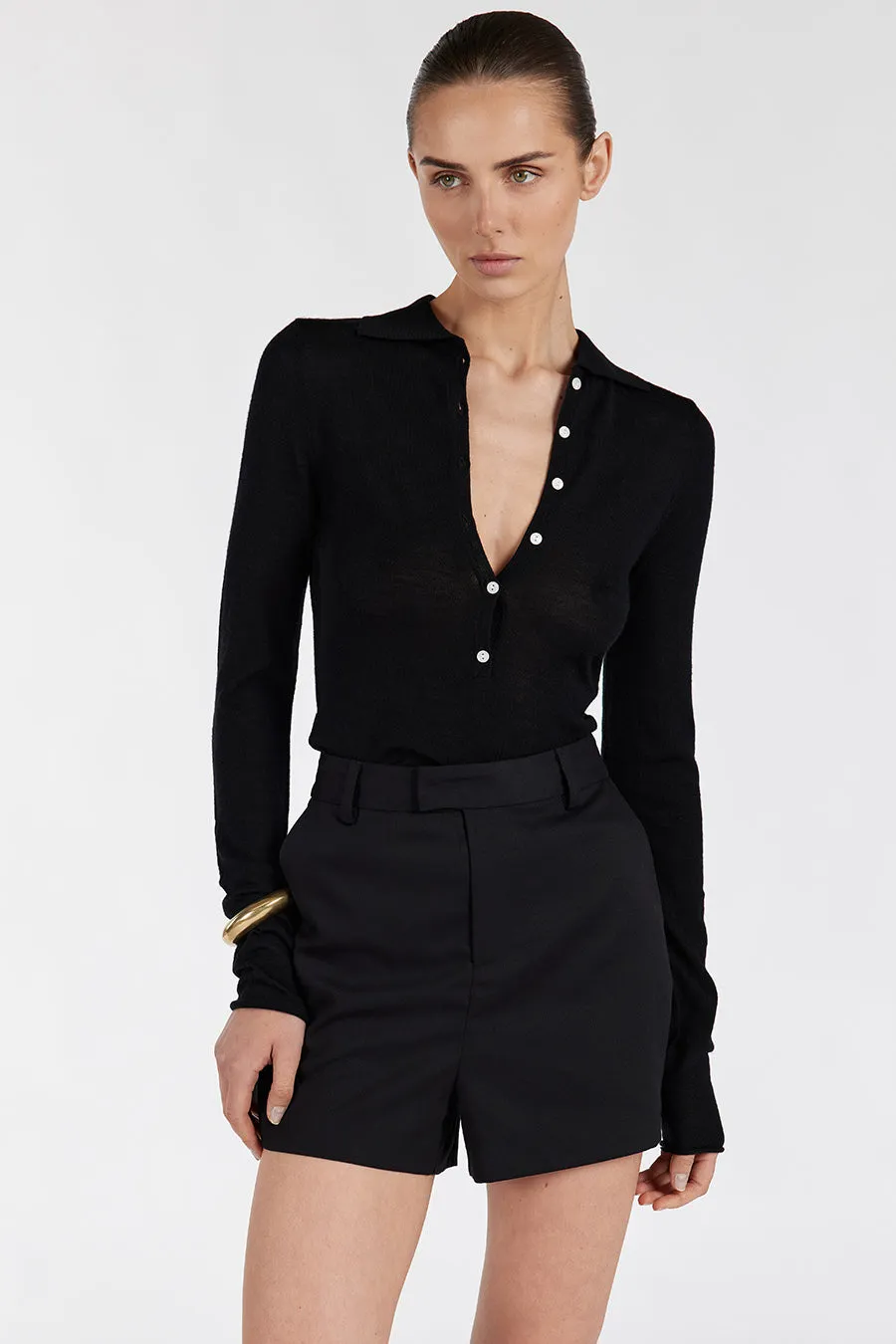 JANE BLACK MERINO POLO KNIT TOP sold by Dissh product image thumbnail 3