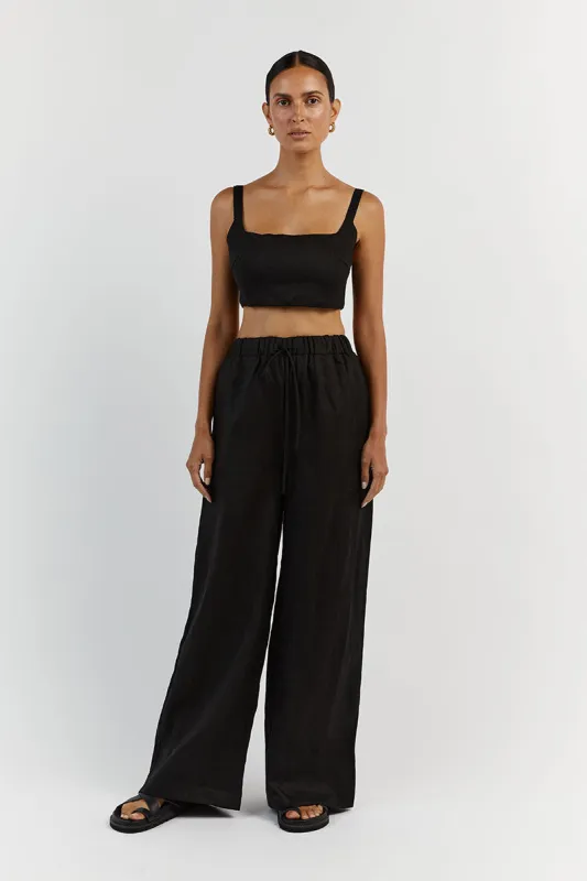 PENNY BLACK LINEN CROP TOP sold by Dissh