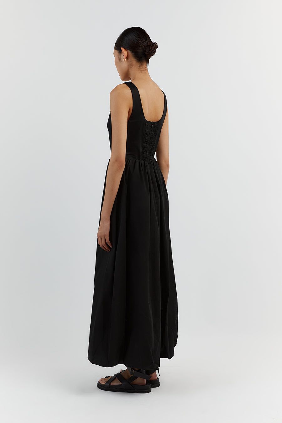 MORGAN BLACK COTTON MIDI DRESS sold by Dissh product image thumbnail 4