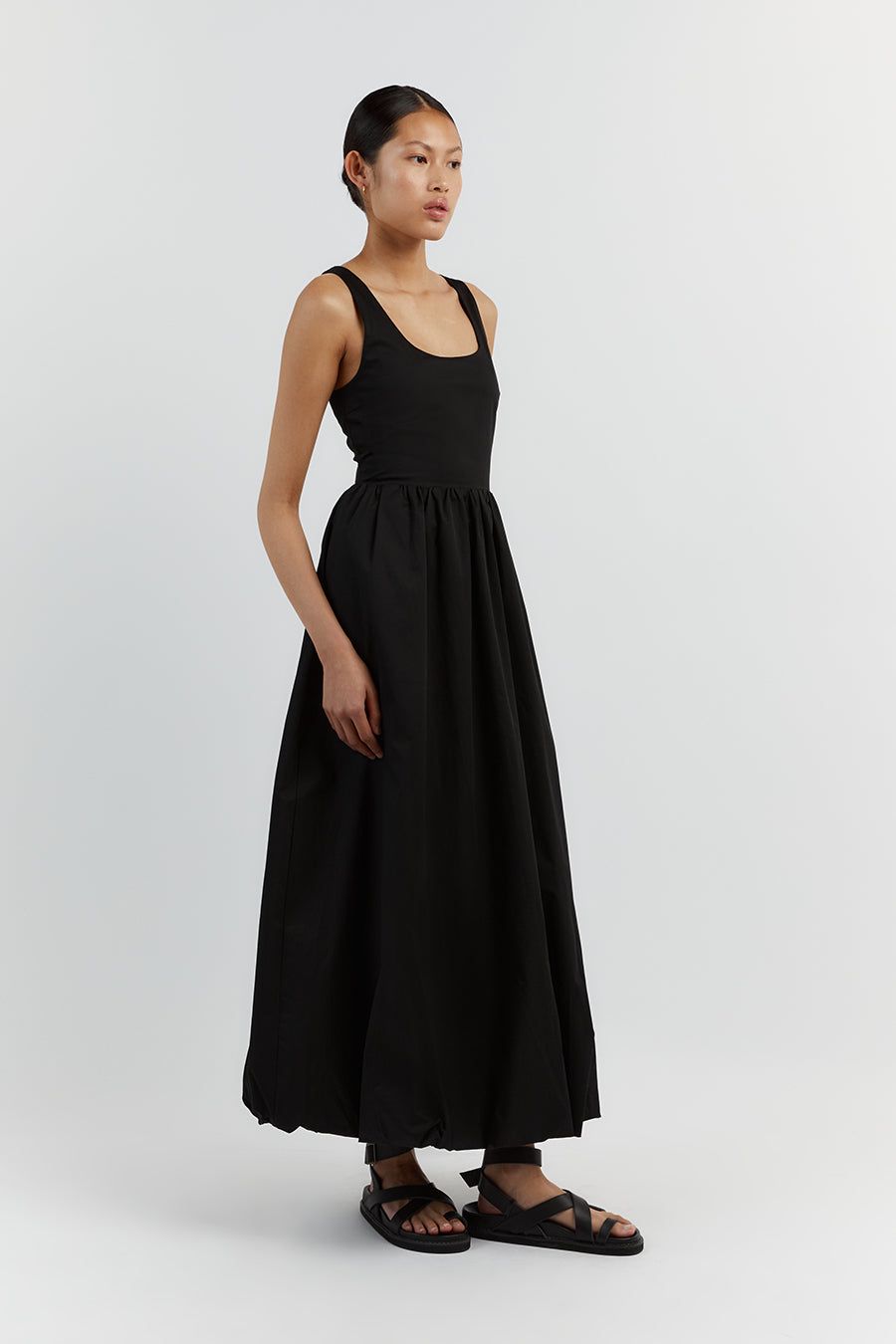 MORGAN BLACK COTTON MIDI DRESS sold by Dissh product image thumbnail 3