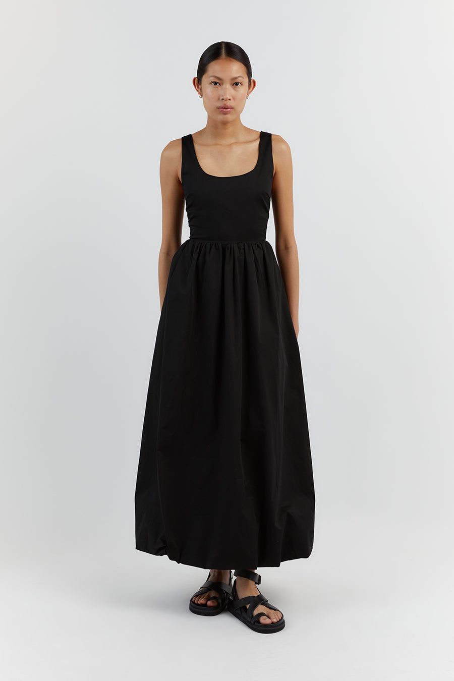 MORGAN BLACK COTTON MIDI DRESS sold by Dissh product image thumbnail 2