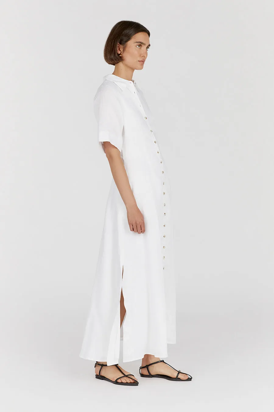 FRANNIE WHITE LINEN SHIRT DRESS sold by Dissh product image thumbnail 3