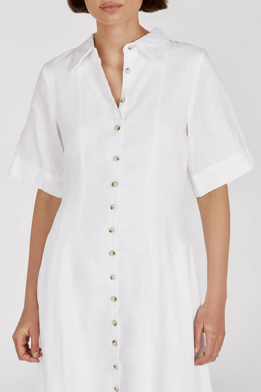 FRANNIE WHITE LINEN SHIRT DRESS sold by Dissh product image thumbnail 5