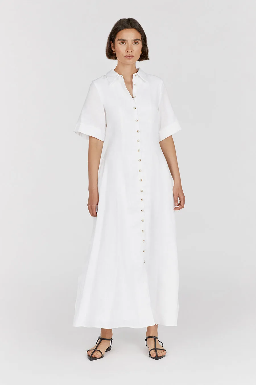 FRANNIE WHITE LINEN SHIRT DRESS sold by Dissh product image thumbnail 2