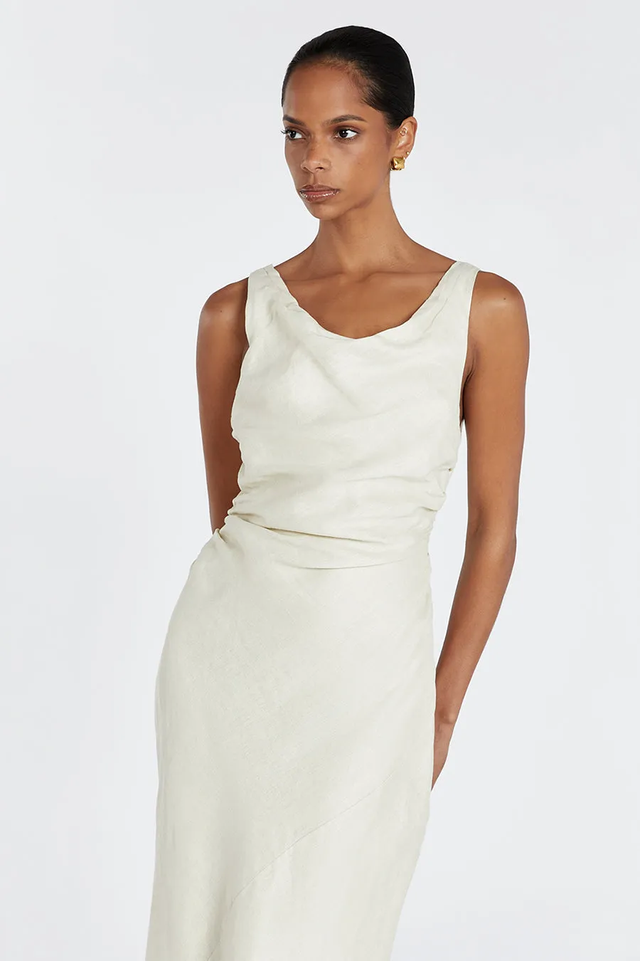 CARLA PUTTY LINEN COWL MAXI DRESS sold by Dissh product image thumbnail 2