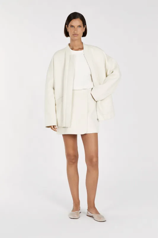 JERI CREAM WOOL BLEND MINI SKIRT sold by Dissh