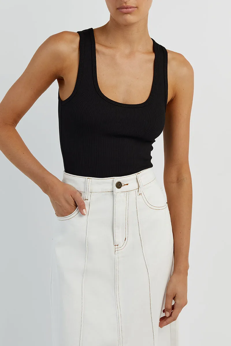 DELLA OFF WHITE COLUMN DENIM SKIRT sold by Dissh product image thumbnail 5