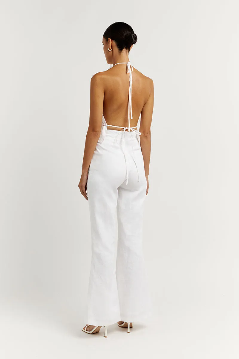 AISLE WHITE LINEN FLARE PANT sold by Dissh product image thumbnail 3