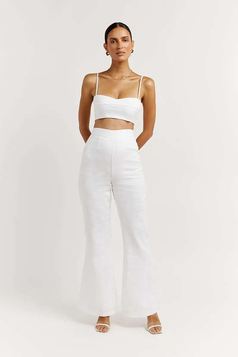 AISLE WHITE LINEN FLARE PANT sold by Dissh product image thumbnail 2