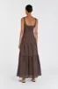 CAMILLE CHOCOLATE LINEN MAXI DRESS sold by Dissh