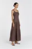 CAMILLE CHOCOLATE LINEN MAXI DRESS sold by Dissh