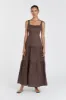 CAMILLE CHOCOLATE LINEN MAXI DRESS sold by Dissh