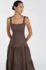CAMILLE CHOCOLATE LINEN MAXI DRESS sold by Dissh