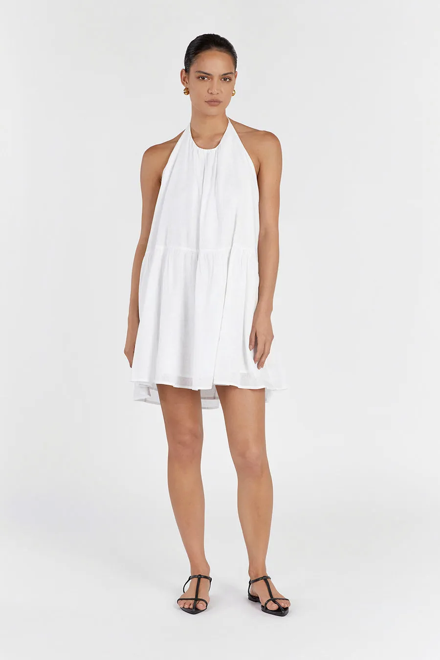 ARI WHITE LINEN HALTER MINI DRESS sold by Dissh product image thumbnail 4