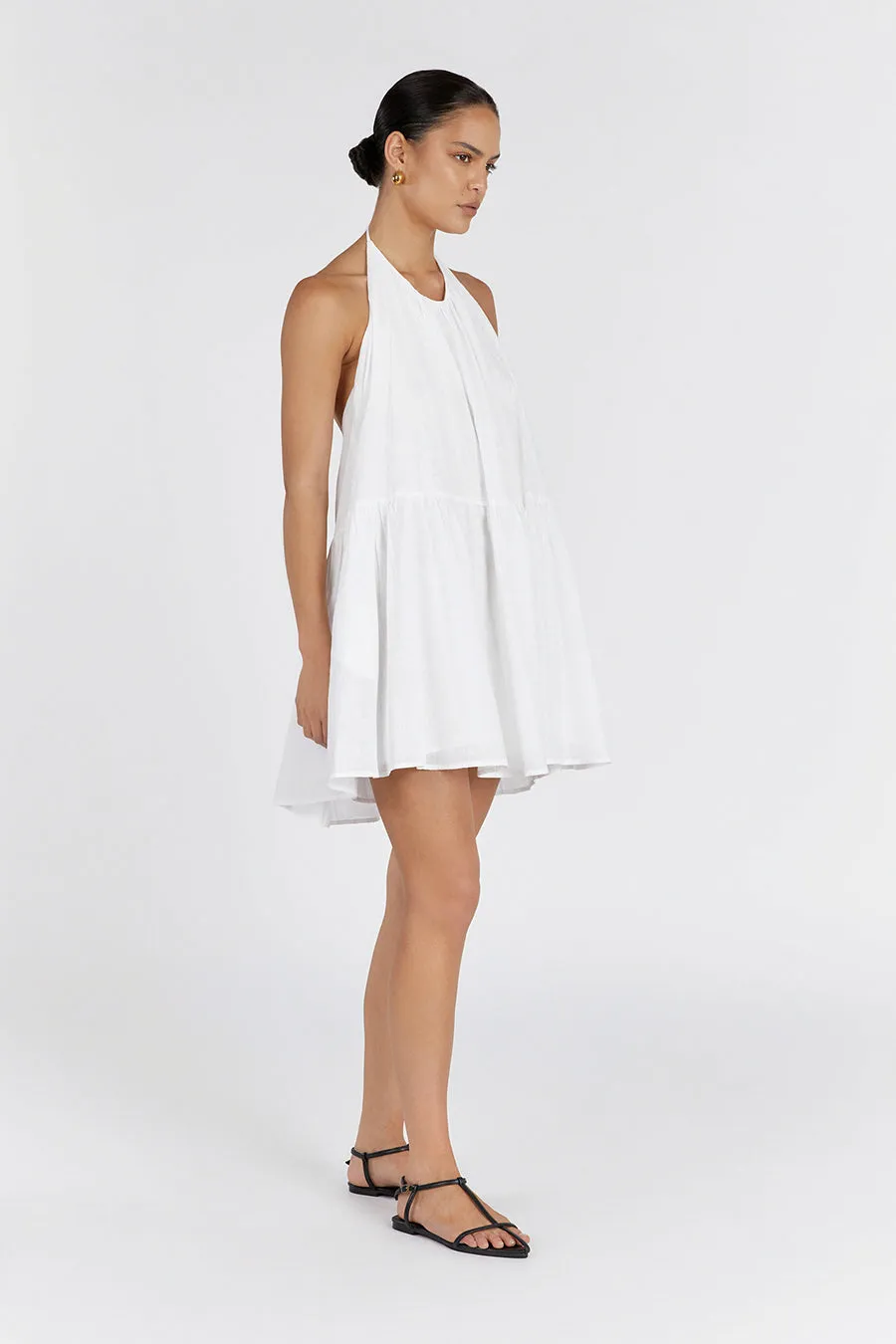 ARI WHITE LINEN HALTER MINI DRESS sold by Dissh product image thumbnail 3