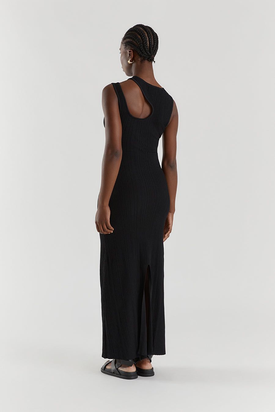 MADDOX BLACK KNIT ASYM MIDI DRESS sold by Dissh product image thumbnail 4