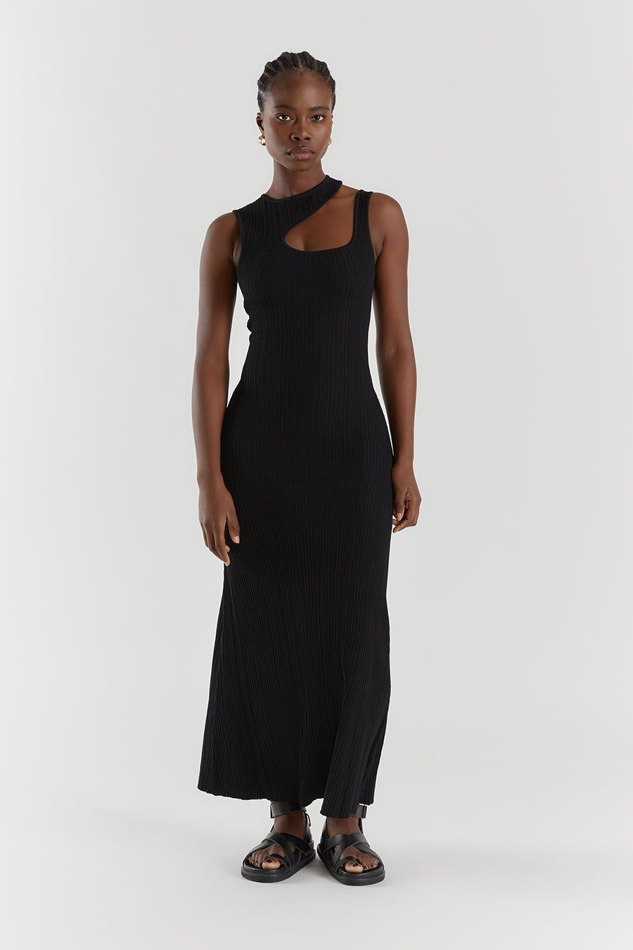 MADDOX BLACK KNIT ASYM MIDI DRESS sold by Dissh product image thumbnail 2
