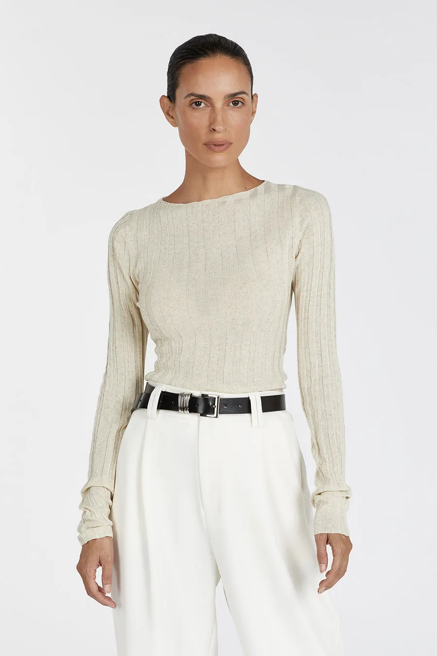 GOLDIE NATURAL LONG SLEEVE TOP sold by Dissh product image thumbnail 2
