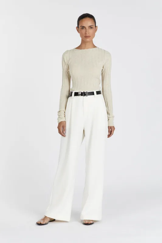 GOLDIE NATURAL LONG SLEEVE TOP sold by Dissh