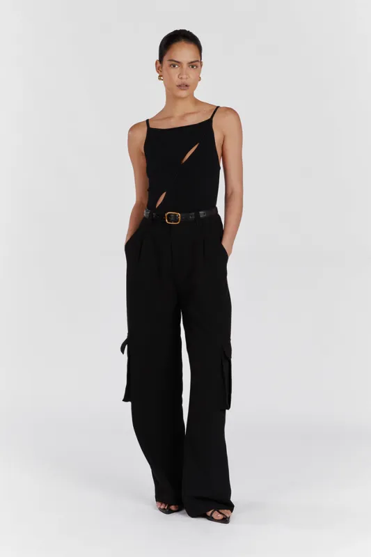 CORA BLACK SLEEVELESS KNIT TOP sold by Dissh